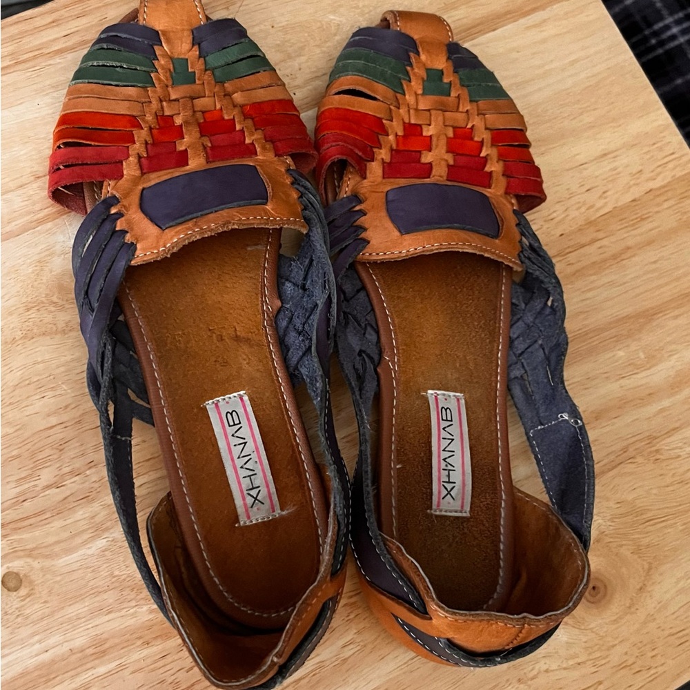 Xhanab Multicolor Woven Leather Mexican Sandals size 9